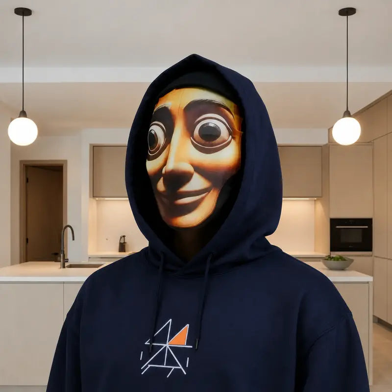 Giggle-Head 3D Cartoon Mask: The Ultimate Silly Hood for Teens, Perfect for Halloween Shenanigans and Cosplay Capers!