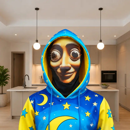 Giggle-Head 3D Cartoon Mask: The Ultimate Silly Hood for Teens, Perfect for Halloween Shenanigans and Cosplay Capers!