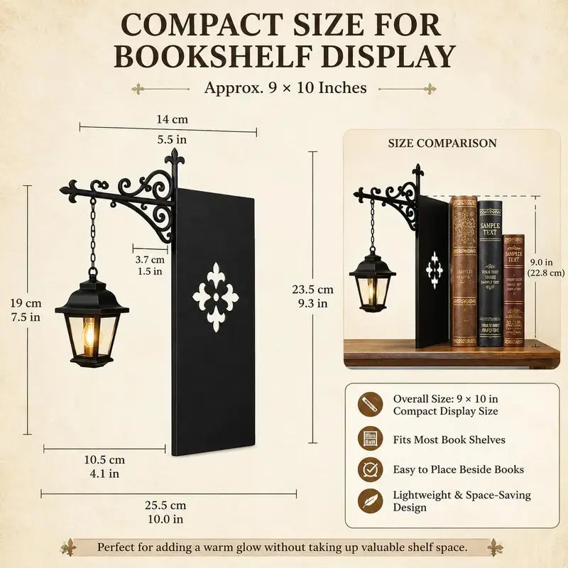 Library Lantern Bookshelf Lamp,Ghost Bookshelf Lantern,Funky Home Decor Hanging LED Shelf Light with Bookend-Style Base, Halloween Indor Decorations Warm Decorative Reading Nook Lamp for Home Library, Study Corner, Book Lovers Gift