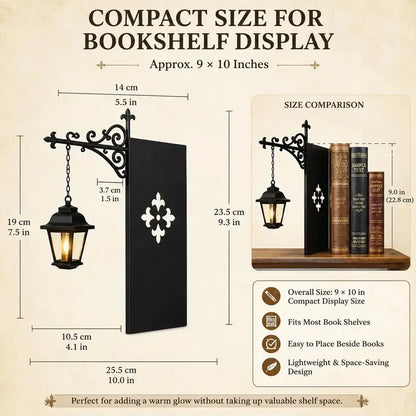 Library Lantern Bookshelf Lamp,Ghost Bookshelf Lantern,Funky Home Decor Hanging LED Shelf Light with Bookend-Style Base, Halloween Indor Decorations Warm Decorative Reading Nook Lamp for Home Library, Study Corner, Book Lovers Gift