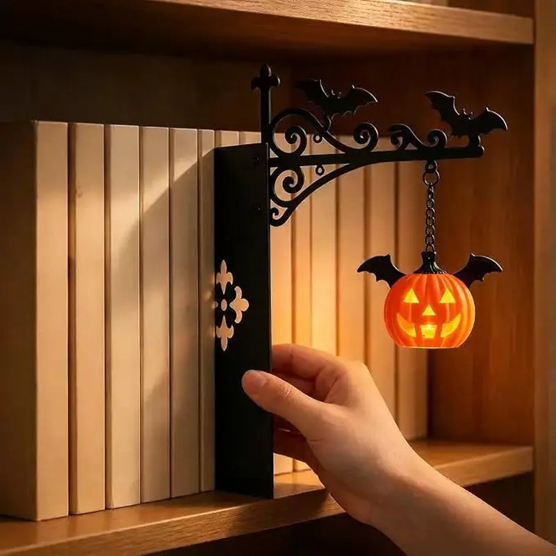 Library Lantern Bookshelf Lamp,Ghost Bookshelf Lantern,Funky Home Decor Hanging LED Shelf Light with Bookend-Style Base, Halloween Indor Decorations Warm Decorative Reading Nook Lamp for Home Library, Study Corner, Book Lovers Gift