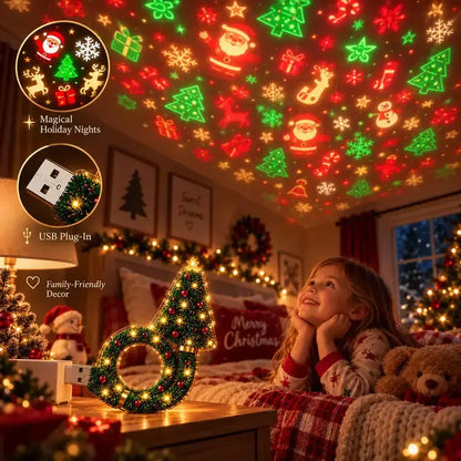 2026 USB Plug-In Christmas Projector Night Light, 6+ Holiday Patterns LED Ceiling Projection Lamp, Christmas Tree Nightlight, Warm LED Room Decor for Bedroom, Party, Xmas Gifts for Kids Family