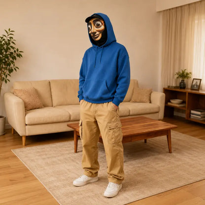 Giggle-Head 3D Cartoon Mask: The Ultimate Silly Hood for Teens, Perfect for Halloween Shenanigans and Cosplay Capers!